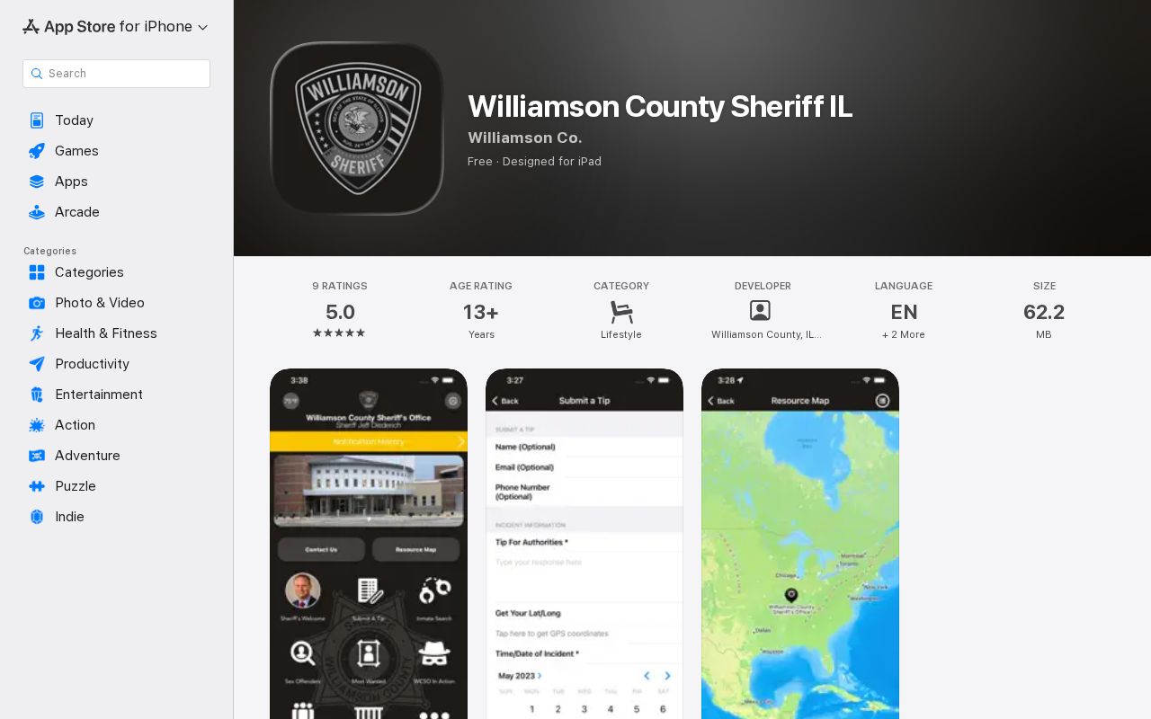 Williamson County Sheriff IL official app listing