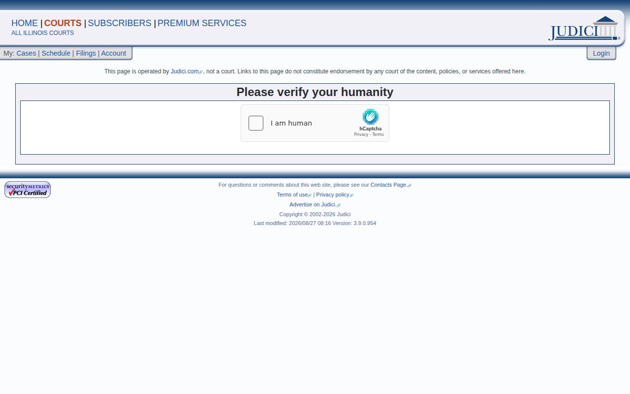 Judici Williamson County court case search interface