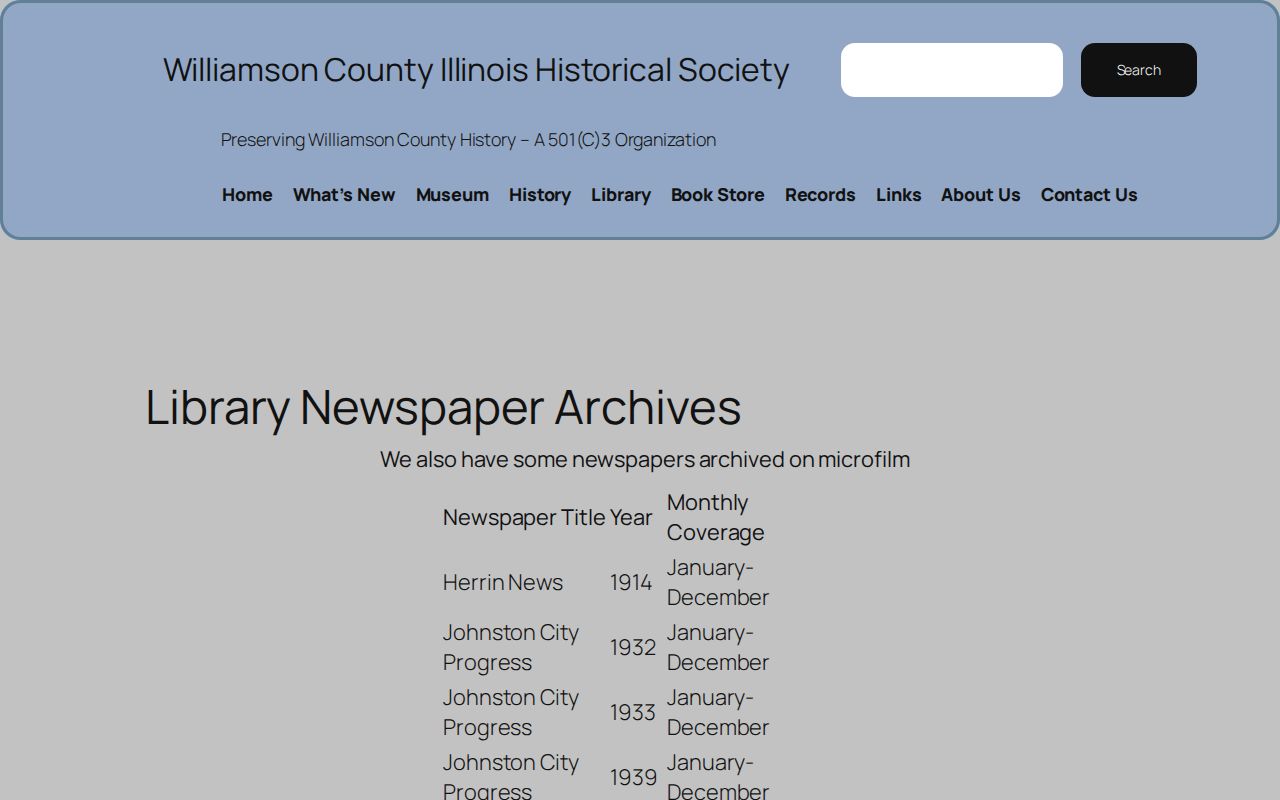 Captured Williamson County Historical Society newspaper archive page